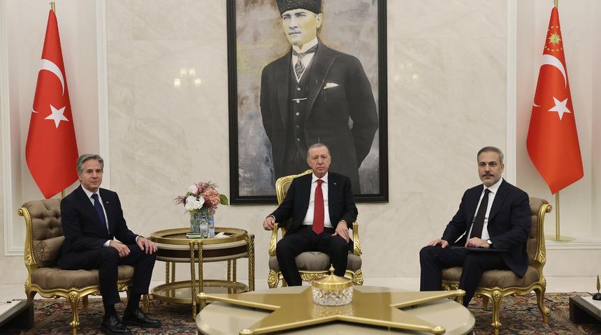 Cumhurbaşkanı Erdoğan, Blinken'ı kabul etti! Suriye zirvesinde dikkat çeken PKK/PYD/YPG ve DEAŞ ile mücadele mesajı 