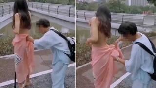 Tuhaf anlar! Sokak ortasında bir anda karşısına çıktı... 'Böyle olmaz' diyen teyze kendi ceketiyle örttü