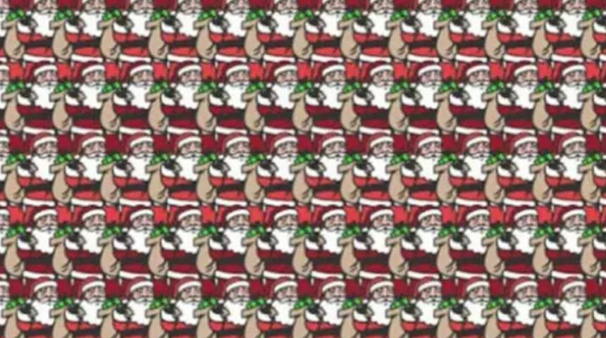 Zorlu optik ill&uuml;zyon: Sadece keskin g&ouml;zlere sahip kişiler resimdeki gizli Noel Babayı 12 saniyede buluyor