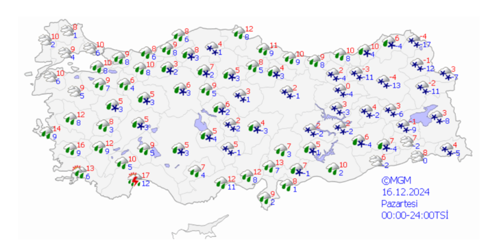 13 il için sarı kodlu uyarı yapıldı! Meteorolojide bugün rüzgar, şiddetli yağmur, buzlanma ve donma tehlikesivar... G2