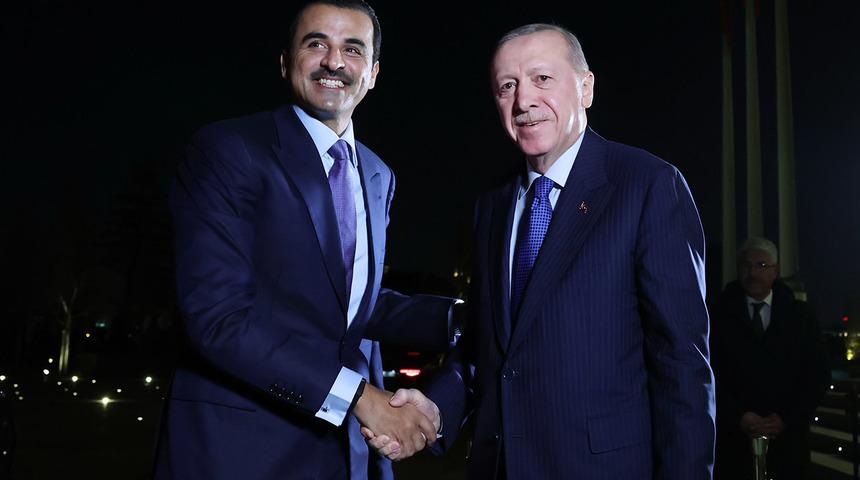 Cumhurbaşkanı Erdoğan, Katar Emiri Şeyh Al Sani ile bir araya geldi