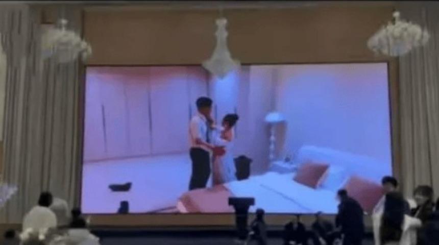 Düğünde şaşkına çeviren anlar! Damat gelinin ihanetini dev ekranda ifşa etti... Davetliler şaşkınlığını gizleyemedi