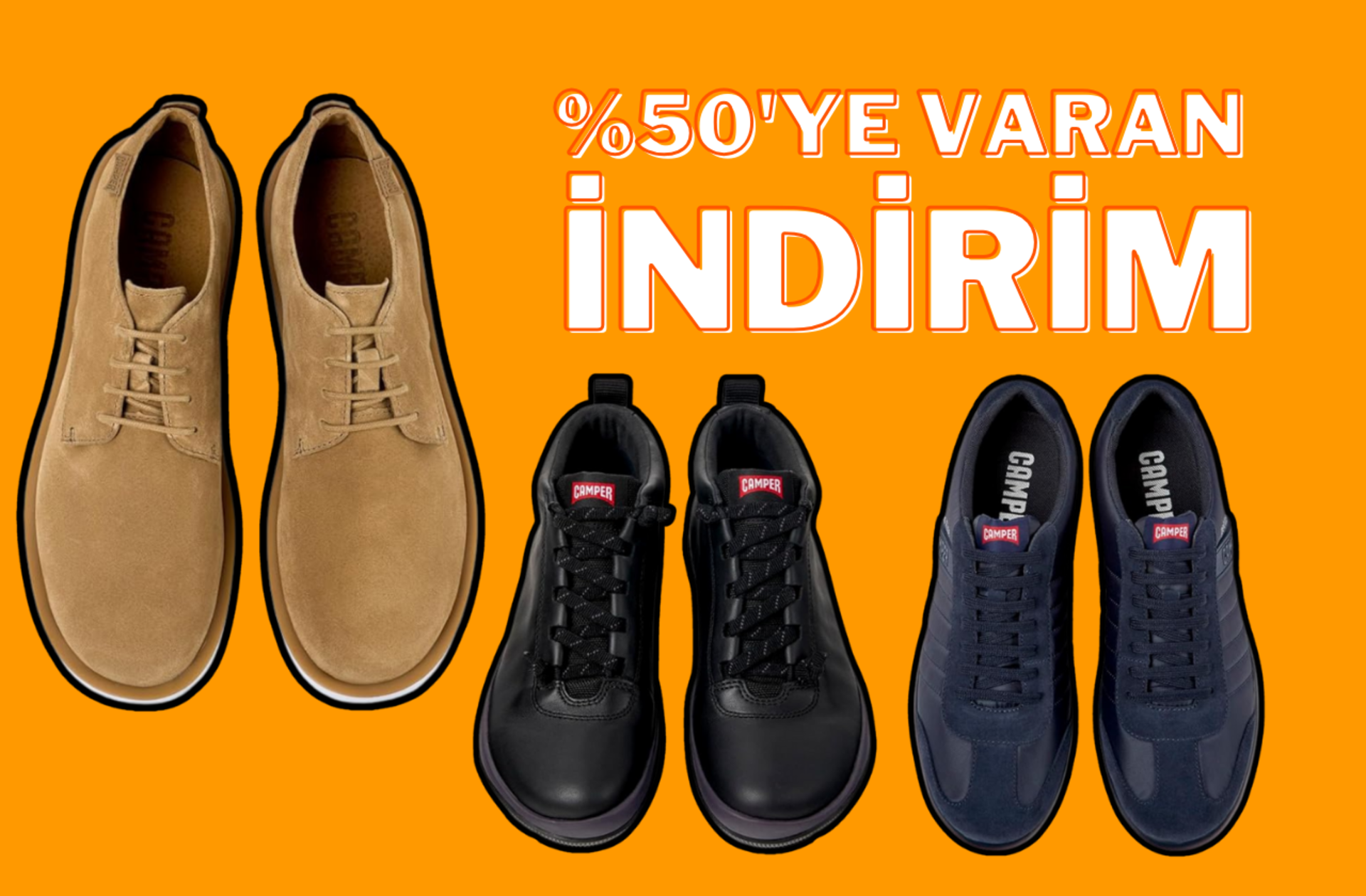 Günlük kombinlerin tamamlayıcısı Camper'da %50'ye varan indirim