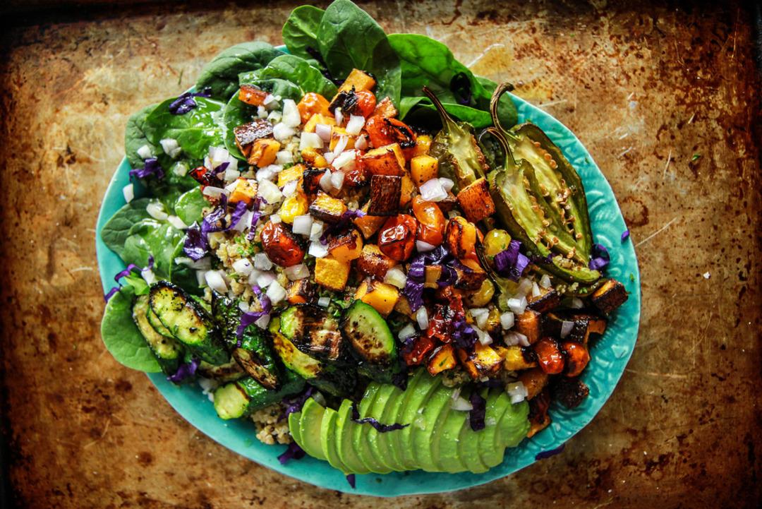 Spicy-Vegan-Roasted-Vegetable-Quinoa-Salad-from-HeatherChristo.com_