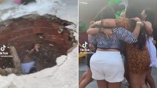 Korku dolu anlar! Dansları kabusa dönüştü: Yer yarıldı bir anda içine gömüldüler... Sosyal medyada gündem yarattı