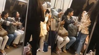 Ortalık bir anda karıştı! Metroda kadın yolcular arasında tartışma kısa sürede alevlendi: Saniye saniye kameraya yansıdı