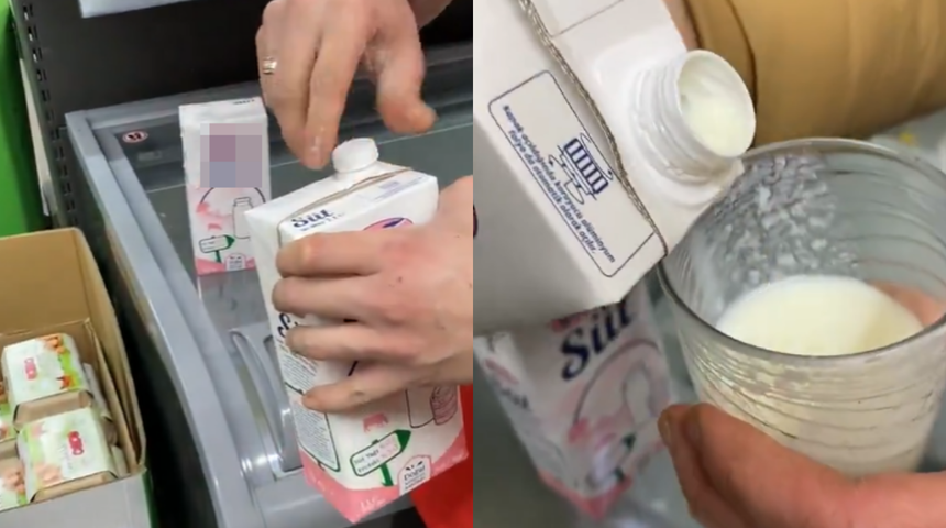 Üç harfli markette satılan süt bozuk çıktı! Müşteri tek tek açıp gösterdi o anlar gündem oldu!  'Bununla çocuklar ölüyor'