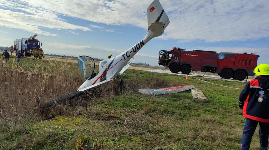 Bursa’da pistten çıkan eğitim uçağının pilotu yaralandı