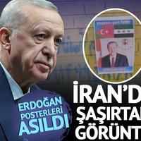 İran'dan çarpıcı görüntüler! Cadde ve sokaklarda Cumhurbaşkanı Erdoğan posterleri