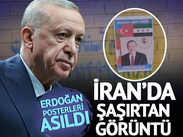 İran'dan çarpıcı görüntüler! Cadde ve sokaklarda Cumhurbaşkanı Erdoğan posterleri