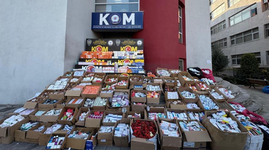 Adana'da ruhsatsız depoda 145 bin 520 kutu ilaç ele geçirildi