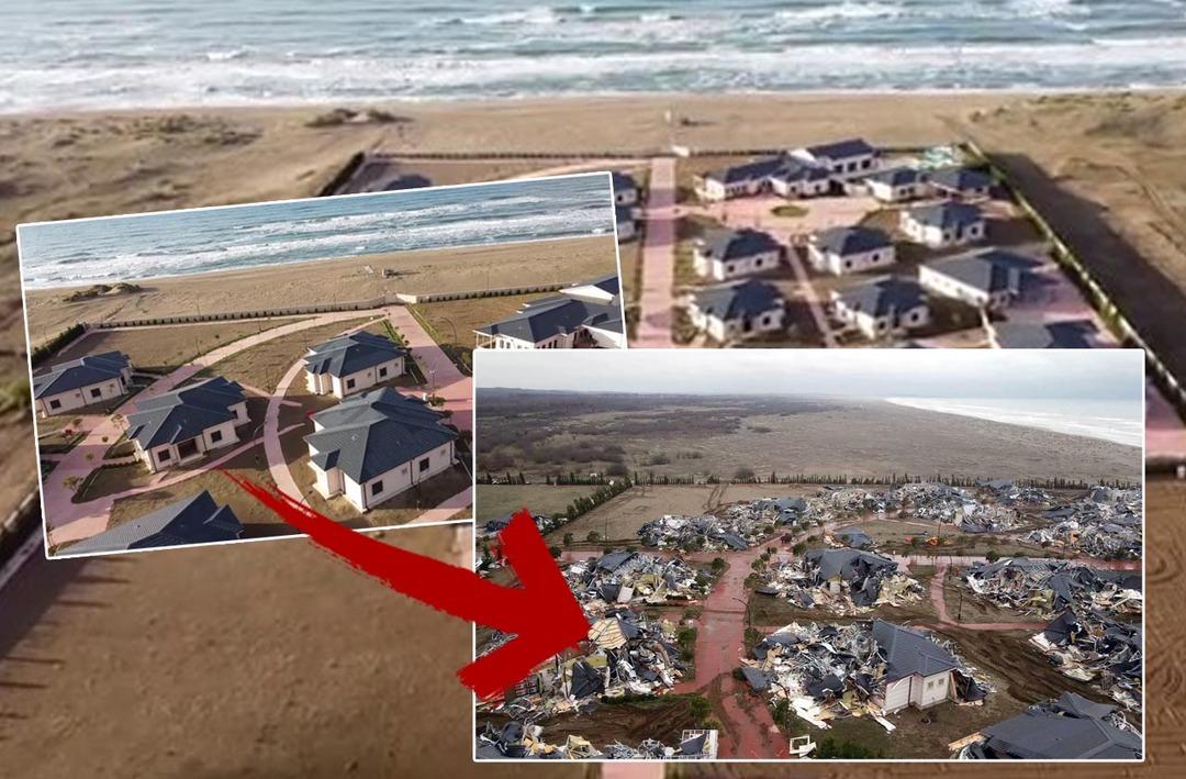 34 ev, sosyal tesis vardı! Sahildeki o tatil k&ouml;y&uuml; yıkıldı... Duvara tırmanarak i&ccedil;eri girdiler, işte son hali