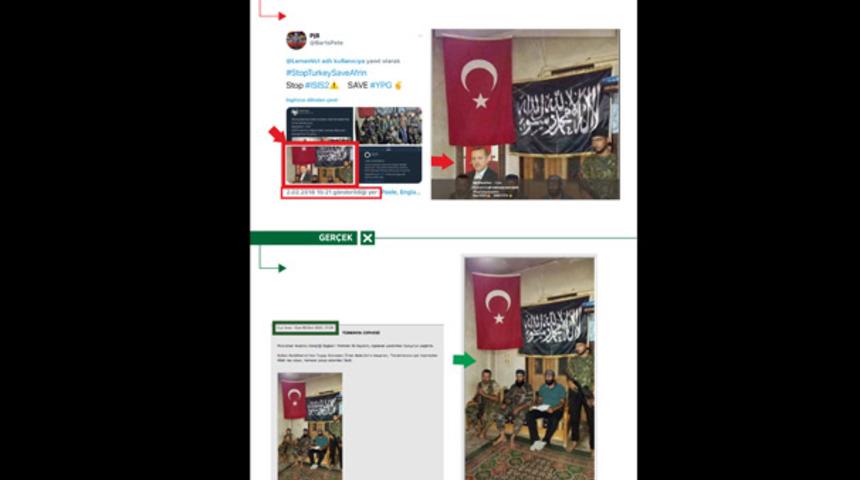 PYD/PKK destek&ccedil;ileri, Erdoğan'ın fotoğrafını montajlayarak yalan &uuml;retti