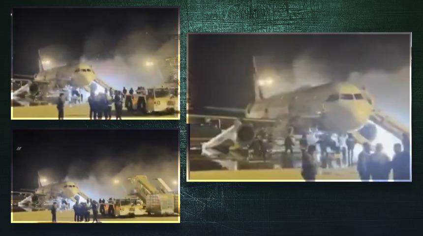 Kuyruk alev alev yandı... Gimhae Havalimanı'nın ortasında yangın paniği! 3 kişi yaralandı