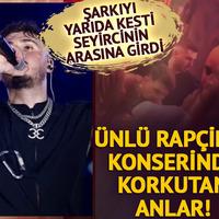 Konserde korkutan anlar! Şarkıyı yarıda kesti seyircinin arasına girdi 