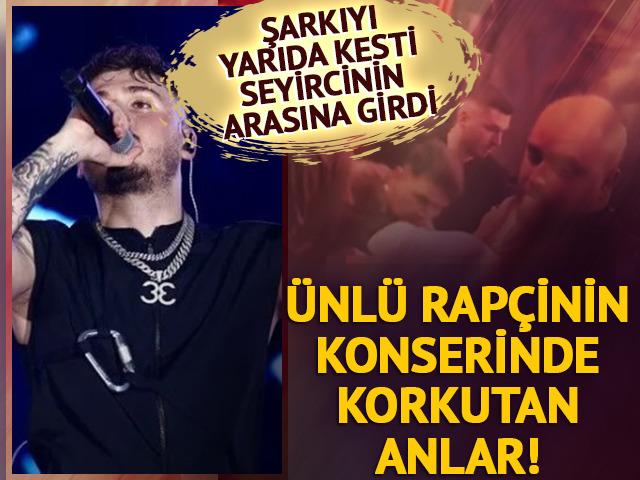 Konserde korkutan anlar! Şarkıyı yarıda kesti seyircinin arasına girdi 