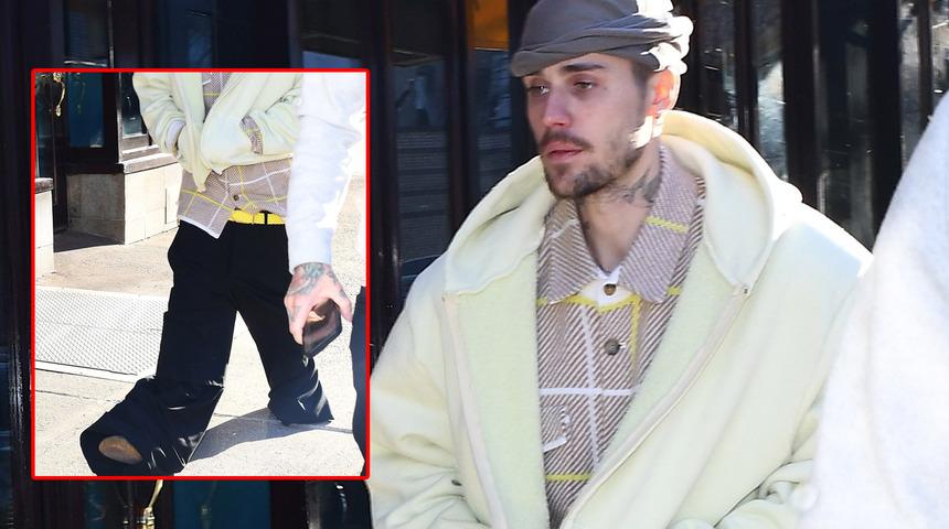 Justin Bieber düşük bel pantolonuyla dile düştü! Neredeyse yere kadar indi...