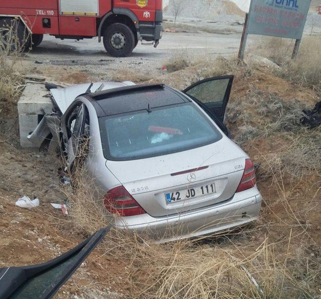 Konya’da otomobil menfeze çarptı: 2 ölü, 1 yaralı