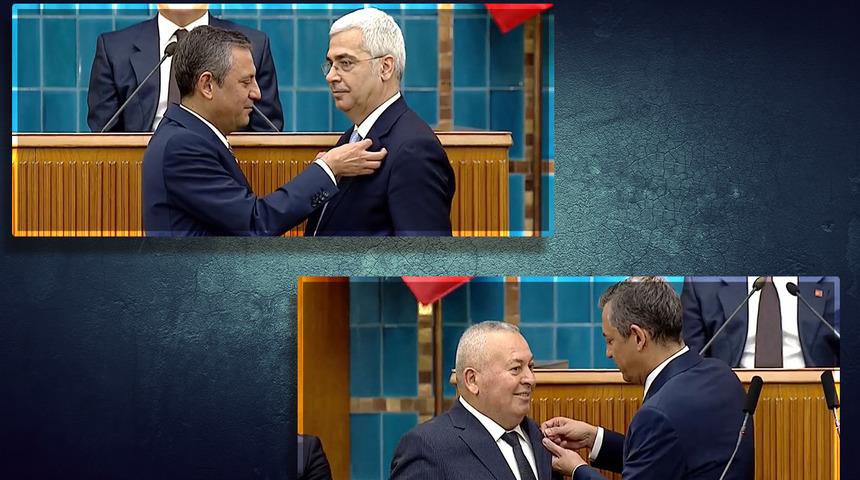 Son dakika | Cemal Enginyurt ve Salih Uzun'a rozetlerini &Ouml;zg&uuml;r &Ouml;zel taktı! "CHP'ye benzemeye gelmedik"