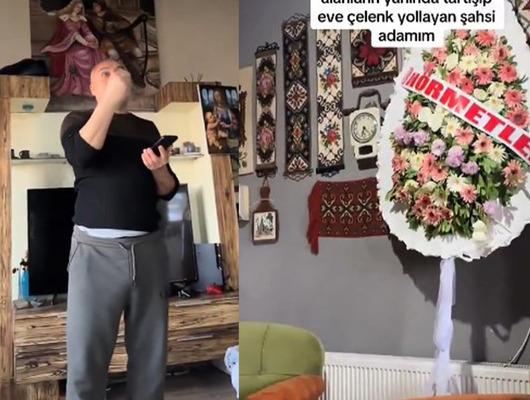 Kızına çelenk geldi! Babadan eğlendiren tepkiler...