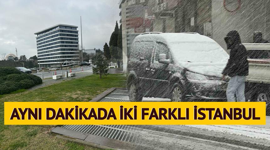 Bu fotoğraflar az önce İstanbul'da çekildi! Bir taraf beyaza büründü araçlar yolda kaldı bir taraf günlük güneşlik...