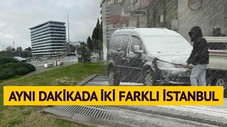 Bu fotoğraflar az önce İstanbul'da çekildi! Bir taraf beyaza büründü araçlar yolda kaldı bir taraf günlük güneşlik...