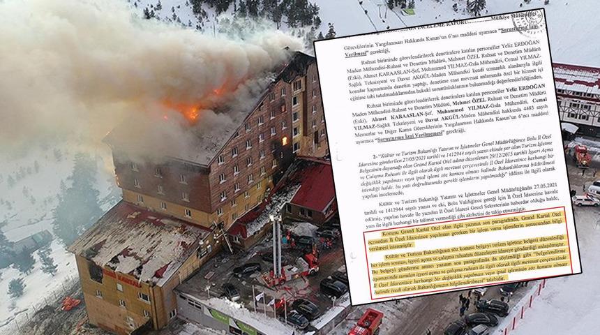Bolu'daki Grand Kartal Otel yangınında yeni gelişme! Rapor ortaya çıktı, sorumluluk İl Özel İdaresi'nde...