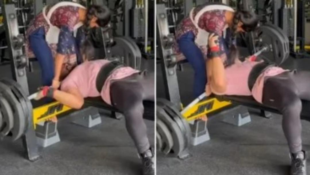 Korku dolu anlar! 165 kiloluk ağırlığı kaldırırken dengesini kaybetti... Bir anda boynuna d&uuml;şt&uuml;: Yardımına karısı koştu