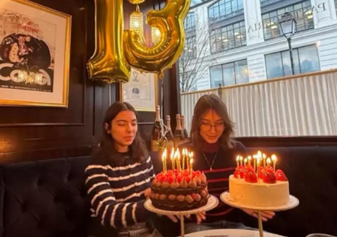 Tuba Büyüküstün ikiz kızlarıyla kar keyfi yaptı! "Kocaman olmuşlar" 2