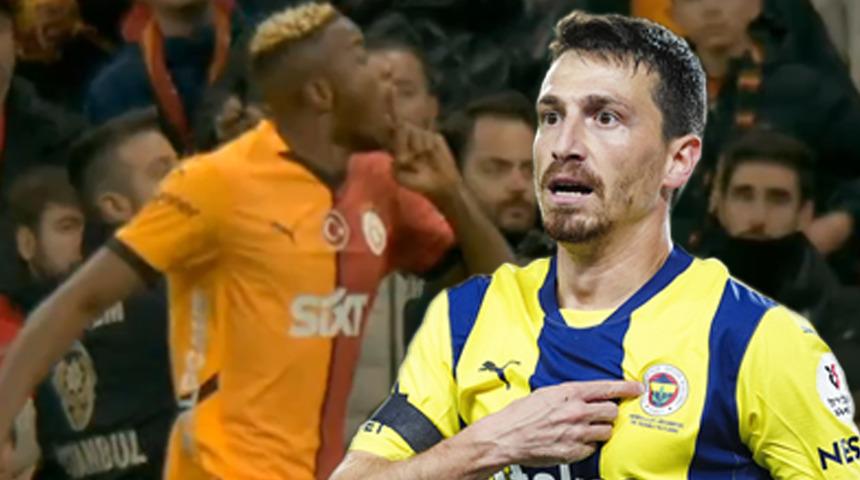 Galatasaray-Fenerbahçe derbisinde ortam gerildi! Osimhen'den Mert Hakan Yandaş'a 'sus' işareti