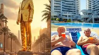 Trump Gazze'nin 'plan' sonrası halini paylaştı! Skandal video: Netanyahu ile Trump sahilde güneşleniyor...