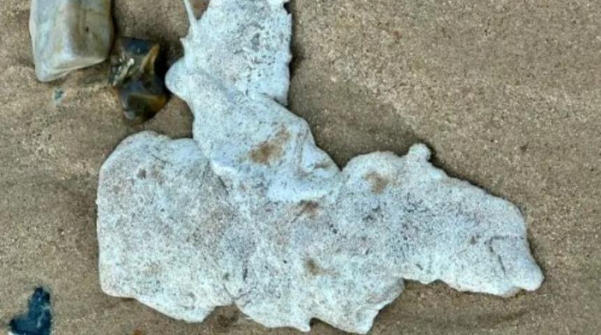 Plajda aniden ortaya &ccedil;ıkan beyaz lekeler endişe yarattı! Kimse ne olduğunu anlayamadı: "Uzak durun"