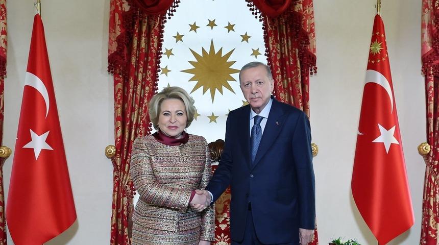 Cumhurbaşkanı Erdoğan'dan kritik 'Rusya' teması: Federasyon Konseyi Başkanı Matviyenko ile görüştü