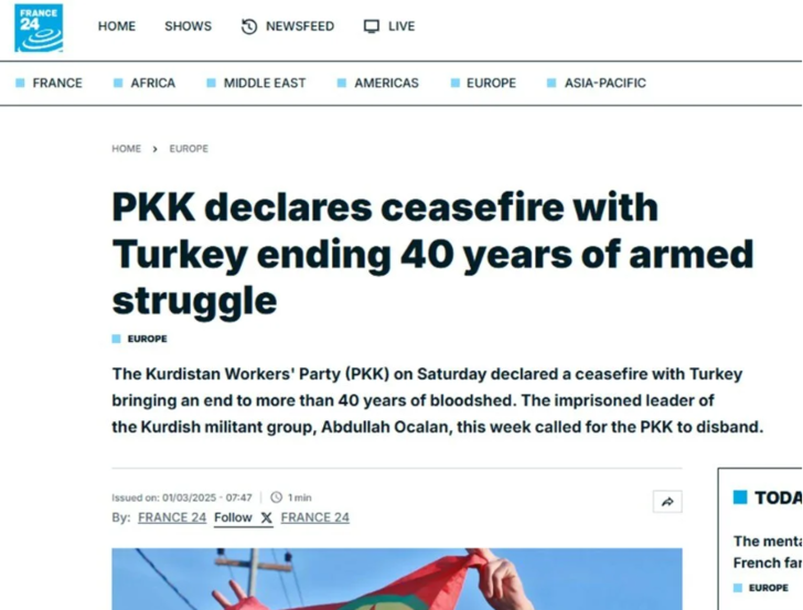 Ateşkes ilanı dünya basınında! Teröristbaşı Abdullah Öcalan çağrı yapmış, PKK'dan yanıt gelmişti... G5