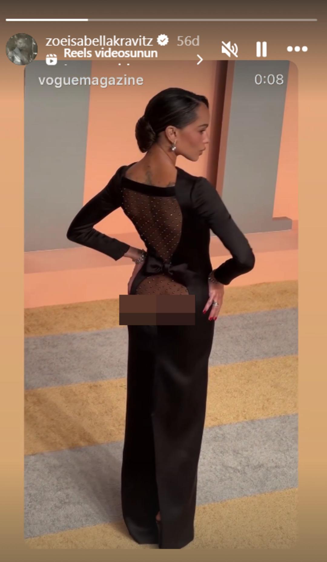 Oscar Partisi nde kimsenin anlam veremediği o dekolte! Zoe Kravitz dile düştü 2