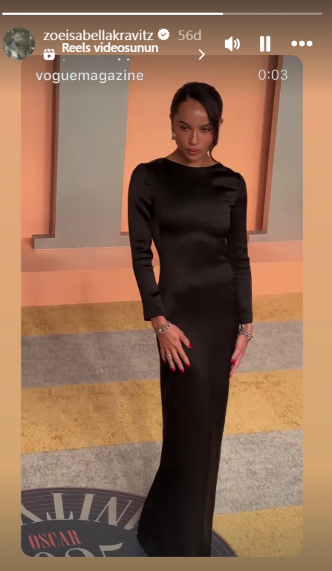 Oscar Partisi nde kimsenin anlam veremediği o dekolte! Zoe Kravitz dile düştü 1