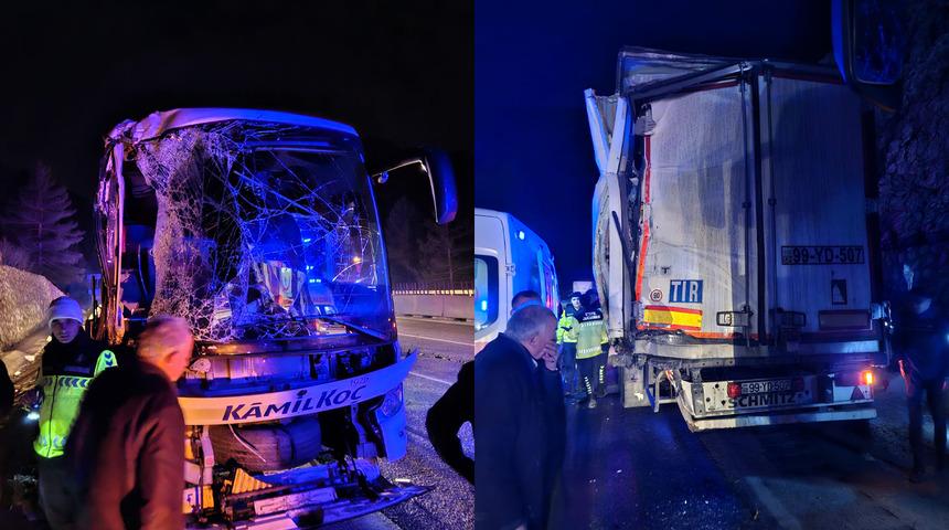 Mersin'de yolcu otobüsü tıra çarptı! Çok sayıda yaralı var