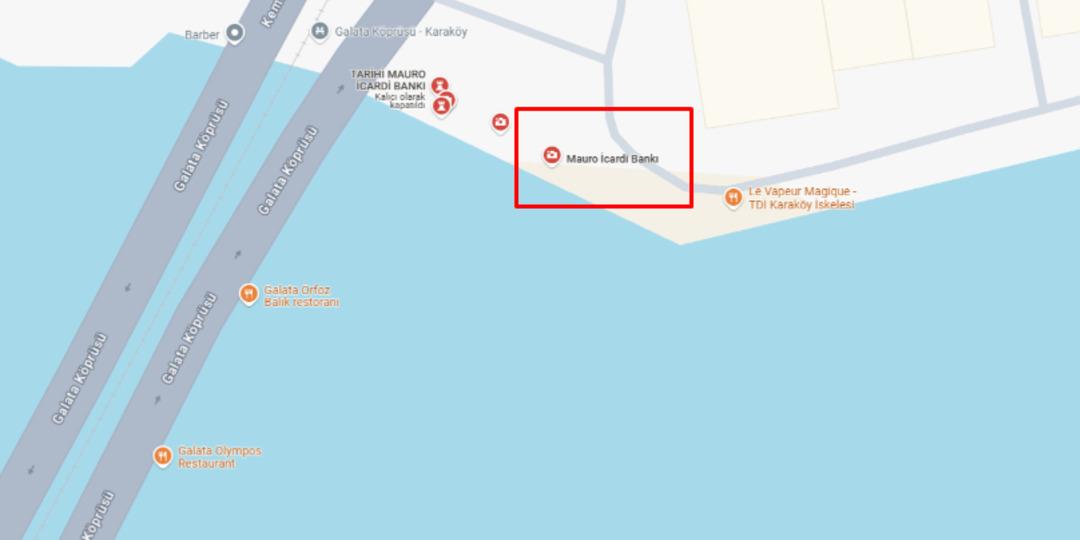 İkinci  Arda Turan Bankı  vakası! Icardi ve sevgilisinin Karaköy de oturduğu bank ünlü oldu... Google Haritalar a kaydedildi 2