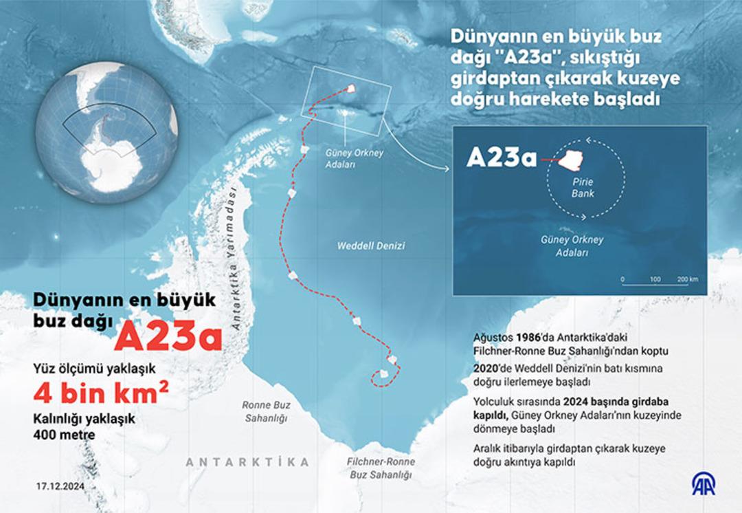 40 yıl sonra hareket edip karaya oturdu! Dünyanın en büyük buz dağının en yeni görüntüleri ortaya çıktı 1