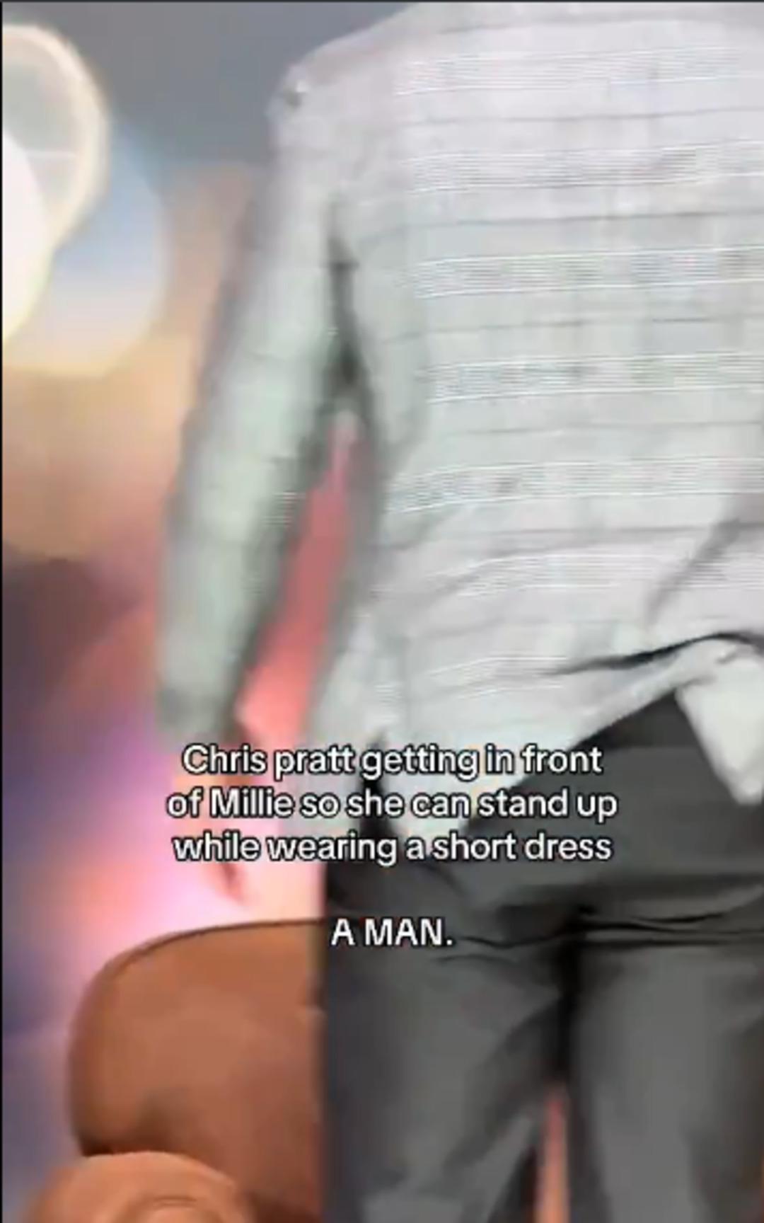 Millie Bobby Brown mini etekle zor anlar yaşadı, Chris Pratt hemen önüne geçip... 2