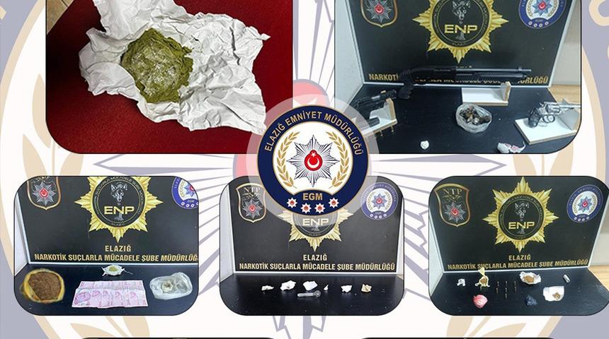 Elazığ'da sokak satıcılarına operasyon! Uyuşturucu madde, pompalı tüfek... Üstlerinde yok yok!