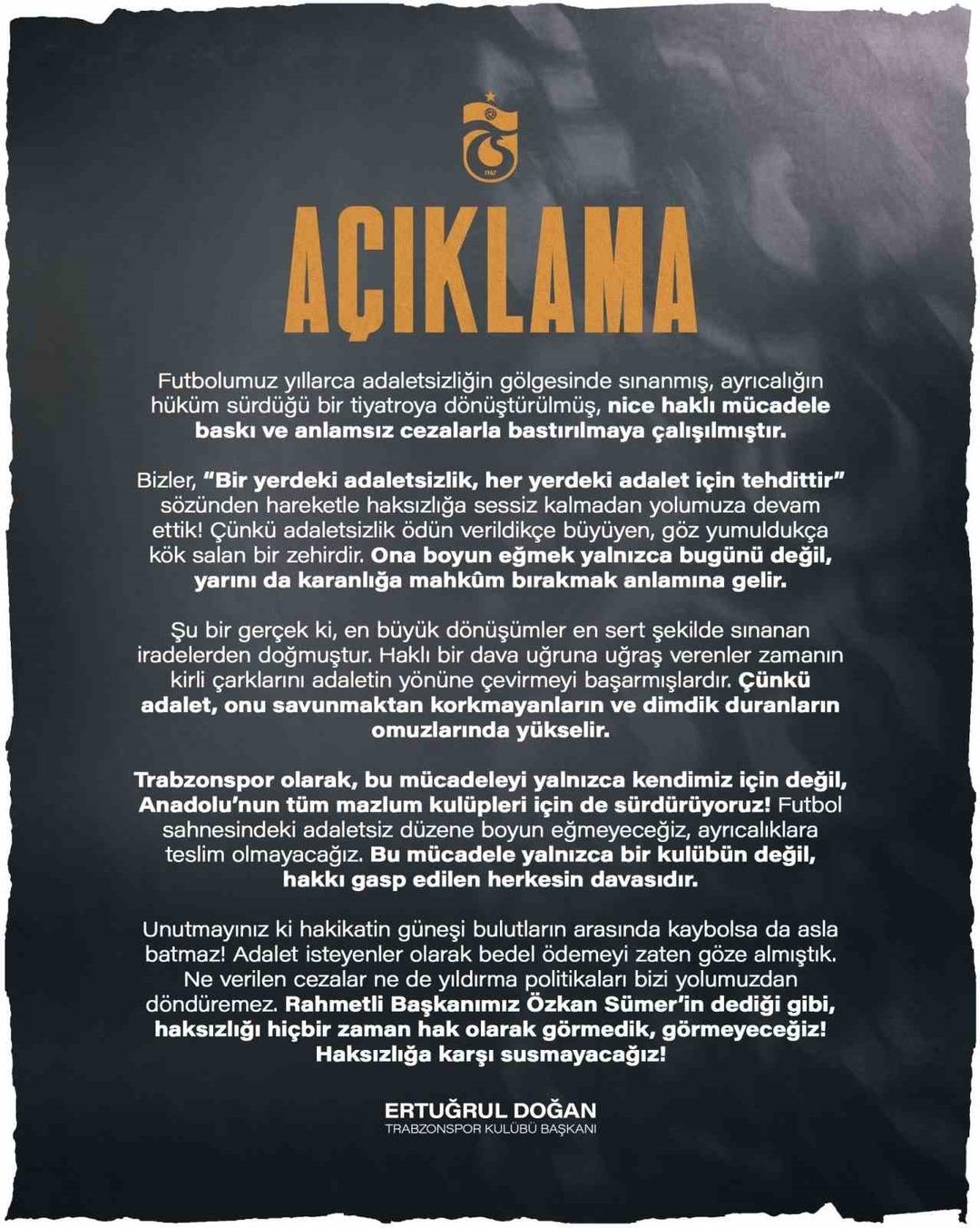 Ertuğrul Doğan: "Bu m&uuml;cadele yalnızca bir kul&uuml;b&uuml;n değil, hakkı gasp edilen herkesin davasıdır" 1