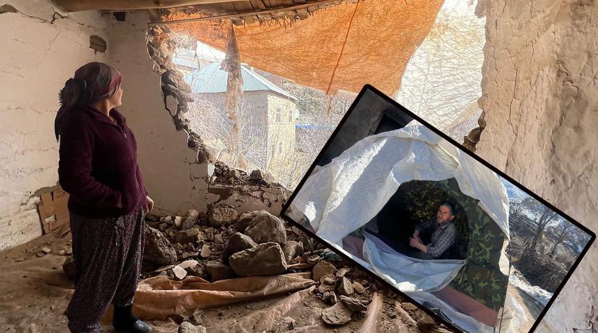 Dün akşam meydana gelen depremde 20 ev hasar gördü! Bir evin duvarları yıkıldı