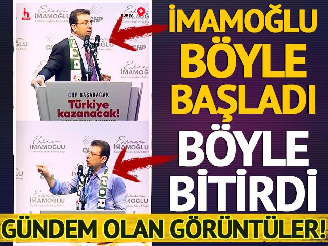 İmamoğlu konuşmaya böyle başladı, böyle bitirdi! Gündem olan görüntüler