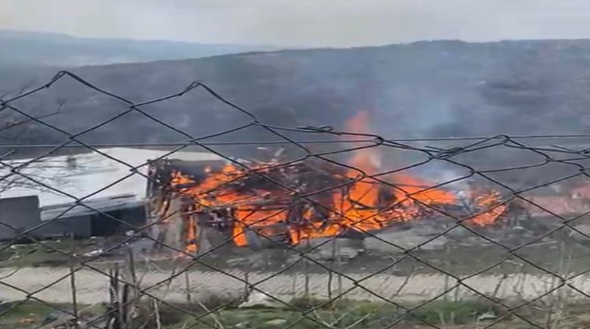 Bursa'da samanlık alev alev yandı