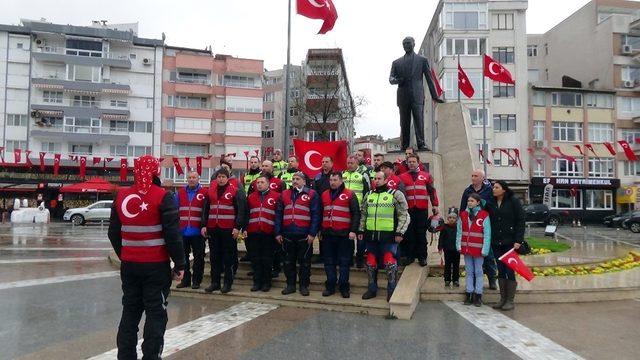 Motosikletlilerden Afrin Şehitleri için saygı sürüşü