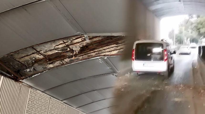 Yer: İstanbul! Alt geçitten kopan beton parçaları araçların üzerine düştü