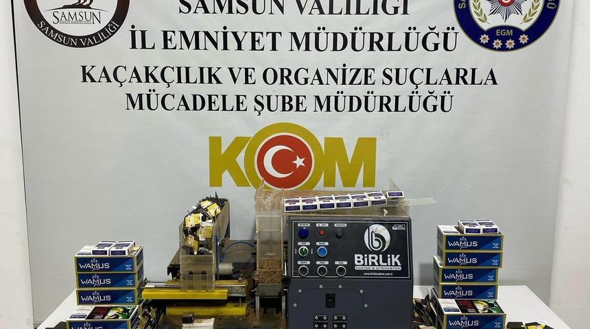 Samsun'da ikametinde kaçak sigara üretimi yapan kişi yakalandı