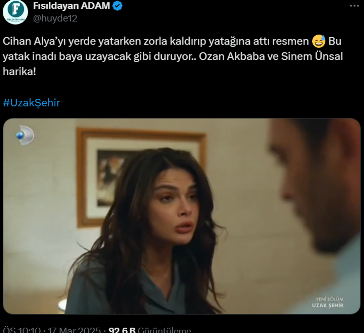 Uzak Şehir'de Alya ve Cihan'in yatak sahnesi sosyal medyayı salladı! "Çok keyifli reytingleri hak ediyor"" G3