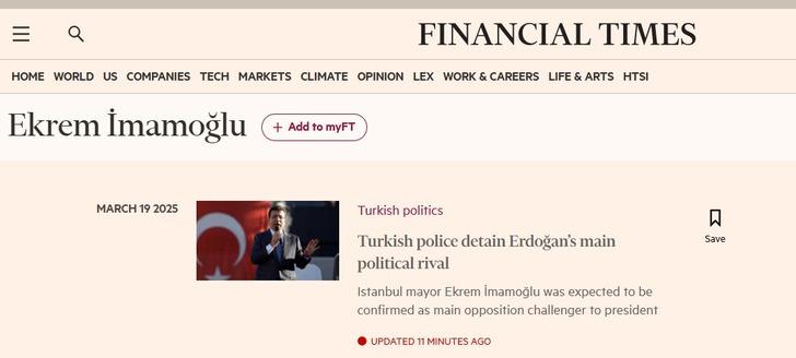 FINANCIAL TIMES 'SİYASİ DARBE' AÇIKLAMALARINA DİKKAT ÇEKTİ